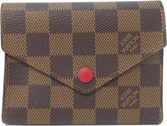 Louis Vuitton Ebene Rouge Coated Canvas Wallet (Tri-Fold) (Pre-Owned)