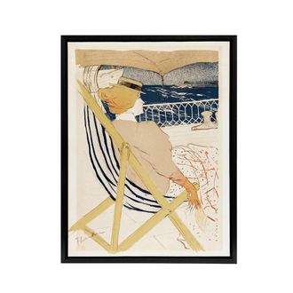 Artery8 Ocean Cruise Passenger Framed Canvas Wall Art Print Toulouse Lautrec in Beige | Size: W24 x H32