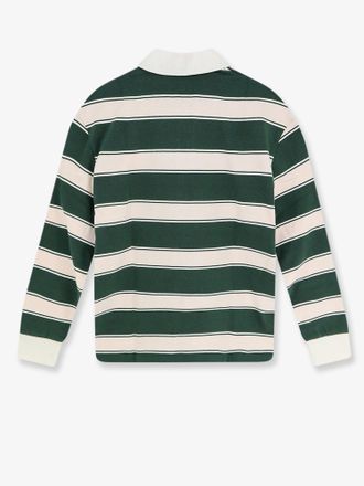 Closed Striped Cotton Rugby Polo Shirt - Green