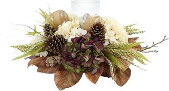 Creative Displays Inc. Fall Candleholder Centerpiece With Hydrangeas & Pinecones