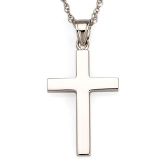 Ross-Simons 14kt White Gold Polished Cross Pendant Necklace