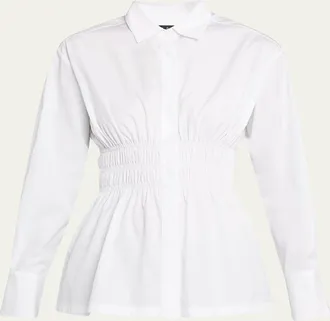 Rag & Bone Blythe Smocked Poplin Shirt