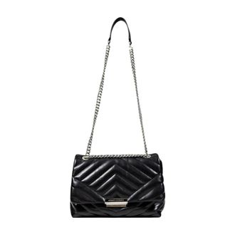 A|X Armani Exchange Shoulder Bags, female, Black, ONE SIZE, Shoulder Bag with Inside Pockets and Button Fastening