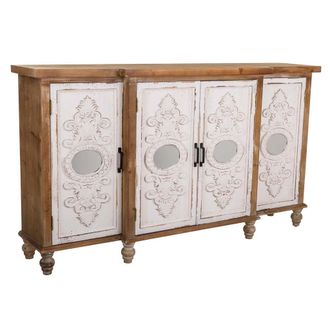 Wanderlust Deco Aparador De Madera Tallada Marr&oacute;n 154x35x87