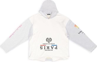 Balenciaga Paris Upside Down Hoodie Oversized White 698156TMVD19000
