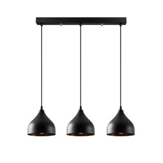 Wonderlamp Regleta colgante negro 3 luces y pantallas de metal