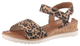 Tamaris Keilsandalette TAMARIS, Damen, Gr. 37, braun (leo), Textil, Veloursleder, animal-print, Schuhe Keilsandalette, Riemchensandale, Sommerschuh in veganer