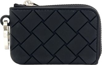 Bottega Veneta Intrecciato Black Rubber Coin Purse/Coin Case (Pre-Owned)