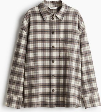H&M Oversized Flanellbluse - Brown