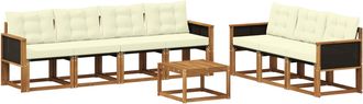 vidaXL Conjunto De Sof&aacute;s De Exterior 8 Uds. Natural Y Crema Vidaxl