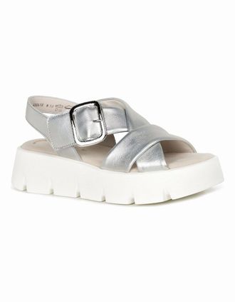 Gabor Womens Daphne Womens Sandals - Silver - Size: 5.5