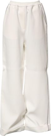 Dolce & Gabbana Womens White Viscose Wide Leg Pull On Pants Elastane