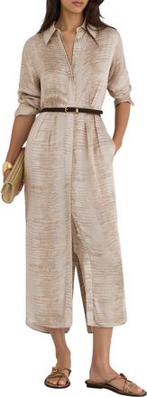 Reiss Sienna Abstract Snakeskin Print Shirtdress in Neutral at Nordstrom, Size 12