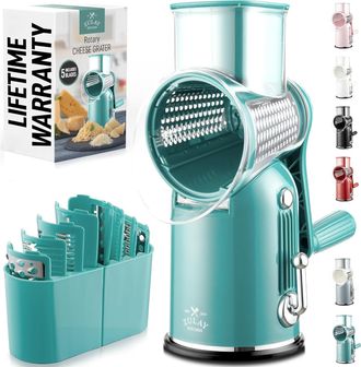 Zulay Kitchen Classic Rotary Cheese Grater 5 Blade Cheese Shredder
