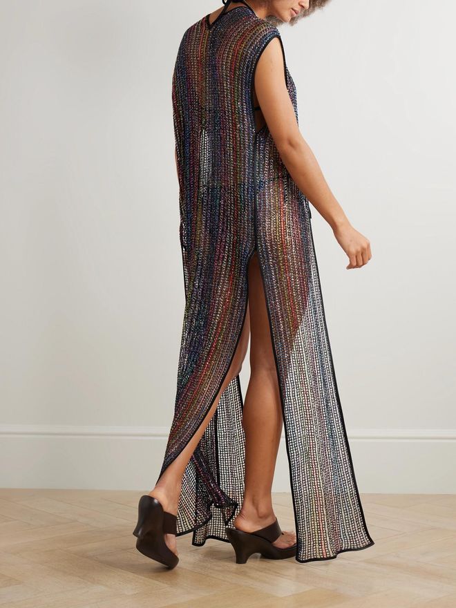 Missoni Copricostume In Maglia Crochet Metallizzata Con Paillettes