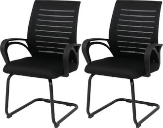Hhg [nunca Usado] Juego De 2 Sillas De Conferencia Hhg-584, Sillas Para Visitantes Con Estructura De Pat&iacute;n, Tejido/textil (250 G/m&sup2;) Mvg, Negro, Estructur