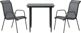 vidaXL vidaXL 3 Piece Garden Dining Set Black Steel and Textilene