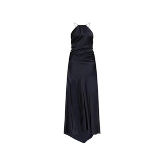 Victoria Beckham Gowns, female, Blue, Size: XS Chain Detail Halter Gown