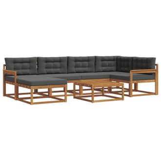 vidaXL Conjunto De Sof&aacute;s De Exterior 7 Pcs Natural Y Antracita Vidaxl
