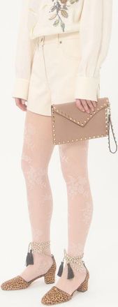 Valentino Garavani Pouch Rockstud In Vitello Granato Donna POUDRE UNI