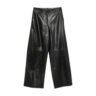 P.A.R.O.S.H. P.a.r.o.s.h. - Maciock26 Wide-Leg Cropped Pants - Dames - Broeken - Zwart - Maat: XS Leer