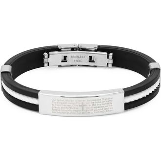 Steeltime Mens Lords Prayer ID Bracelet in Black/Gold at Nordstrom Rack