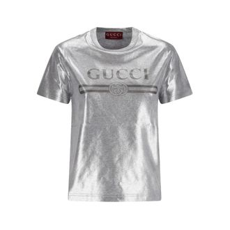 Gucci New 70s T-Shirt - Dames - Tops - Grijs - Maat: 2XS Katoen