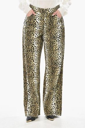 Blumarine Straight-Leg 5-Pocket Trousers with Animal Print size 42