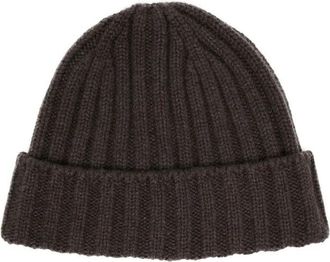 Brunello Cucinelli MenS Dark Brown Wool Knit Hat, Size M