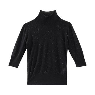 Genny Turtlenecks, female, Black, M, Dolcevita Sottile Paillettes