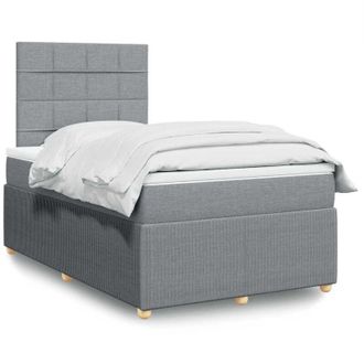 vidaXL Cama Box Spring Con Colch&oacute;n Tela Gris Claro 120x190 Cm