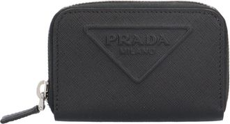 Prada Saffiano Black Nero Leather Coin Purse/Coin Case (Pre-Owned)