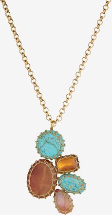 Boks&Baum Lange Halskette mit Halbedelstein-Anhänger Venise