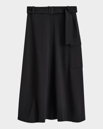 Joseph Pernette Belted A-Line Midi Skirt