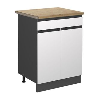 Vicco Mueble Bajo De Cocina R-line, Blanco, 60 Cm, Et Roble