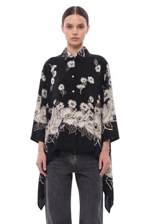 Parosh Black Loose Floral Shirt