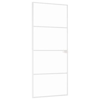 vidaXL Puerta De Interior Vidrio Templado Y Aluminio Blanco 83x201,5cm Vidaxl