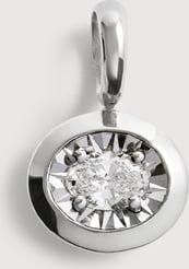 Monica Vinader Sterling Silver Oval Diamond Pendant Lab Grown Diamond