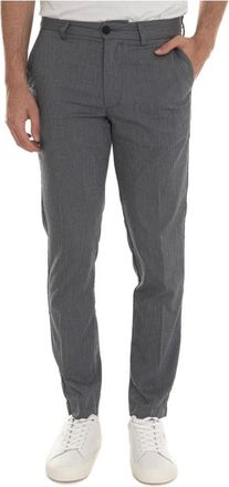 HUGO BOSS Broeken, Heren, Blauw, S, Katoen, Gestructureerde chino met logodetail