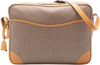 Gucci Pre-owned Canvas Crossbody Bag - Dames - Vintage Schoudertas - Beige - ONE Size - Leer - Vintage
