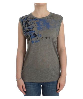 Costume National Womens Gray print sleeveless t-shirt - Grey Rayon - Size Large