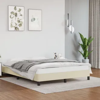 vidaXL Estructura De Cama Sin Colch&oacute;n Cuero Sint&eacute;tico Crema 140x190 Cm Vidaxl