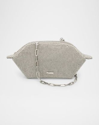 Cult Gaia Lucette Rhinestone Mesh Clutch Bag