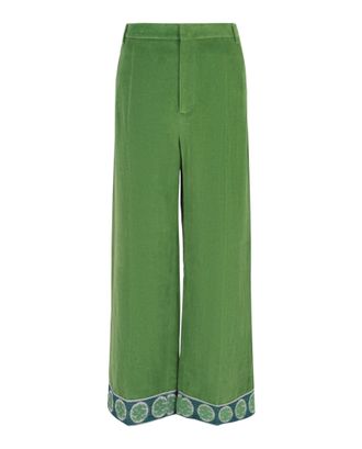Valentino Embroidered Hem Velvet Trousers