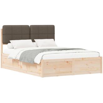 vidaXL Estructura De Cama Con Cabecera Tapizada Taup&eacute; 150 X 200 Cm Vidaxl