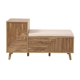 Calicosy Shoe Bench With 2 Doors & Slatted Fronts, 101 Cm Wide - EDEN in Light Brown