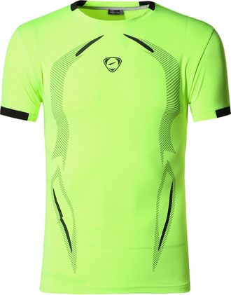 Jeansian Men Sport Tee Shirt Tshirt T-Shirt Short Sleeve Tops Tennis Golf Bowling LSL187 GreenYellow XL