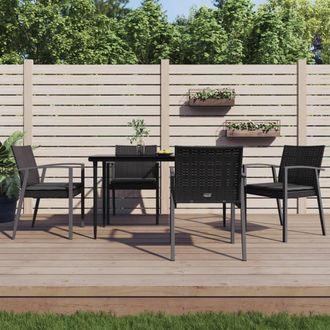 vidaXL Vidaxl - Sillas Jard&iacute;n Cojines 4 Uds Rat&aacute;n Sint&eacute;tico Negro 56,5x57x83 Cm