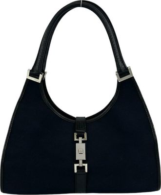 Gucci Black Canvas Leather Handbag Shoulder Bag Tote Bag (Pre-Owned)