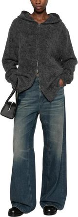7 For All Mankind Fuzzy Zip Hoodie - Dames - Vesten - Grijs - XS - Truien & Vesten